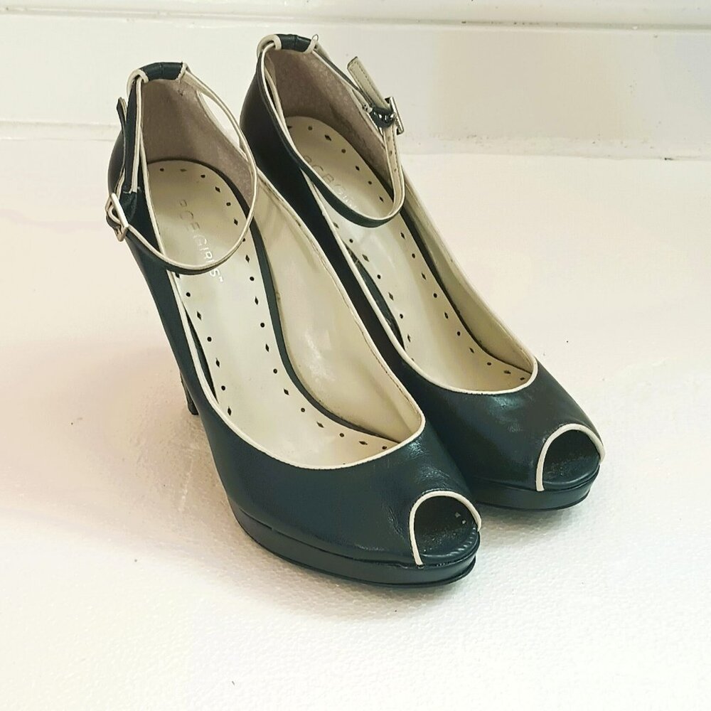 BCBGeneration Open Toe Shoes 8.5 Women's Blue 2-Tone Ankle Strap Heel